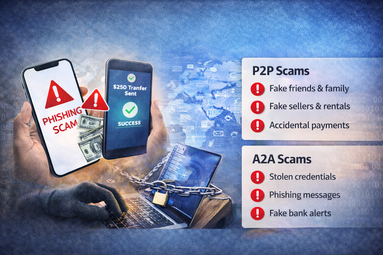 Understanding P2P and A2A scams.